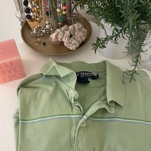 green cropped collared shirt